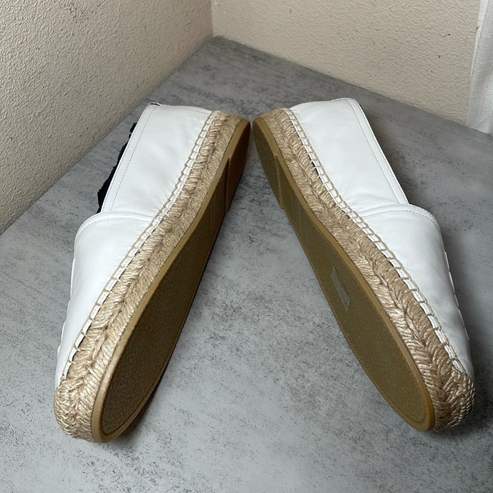 YSL Yves Saint Laurent White Leather Espadrilles Slip Ons Size 39 - Picture 10 of 12
